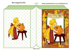 Little Lady with Pumpkin in Autumn Frame Folded Book
