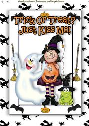 Trick or Treat or Just Kiss Me, Witchy and Ghost A4