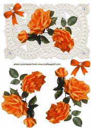 Elegant Floral Rose in Shades of Orange on Lace Background Quick Card