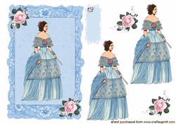 Elegant Victorian Lady in Blue Lace Frame