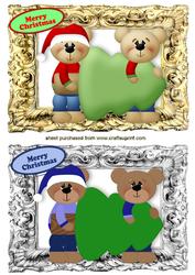 Cute Little Bears Carrying a Christmas Tree Toppers