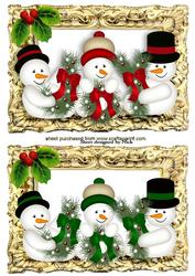 Jolly Snowman in Ornate Frame with Holly Toppers