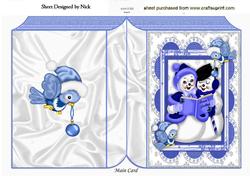 Mr and Mrs Snowman with Blue Birds Folded Book