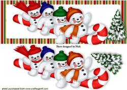 Four Jolly Snowmen on Candy Cane Dl