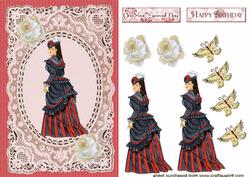 Elegant Lady on Lace Background