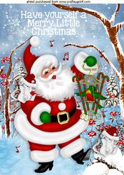 Santa with Little Bird and Mice A4