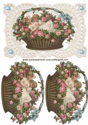 Vintage Basket of Children Quick Card