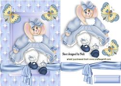 Little Bunny Girl Pretty in Blue with Butterflies