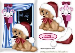 Are You Waiting for Santa Too! Cute Puppy and Mouse