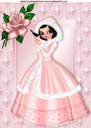 Pretty in Pink! Lovely Lady with Pink Rose A4