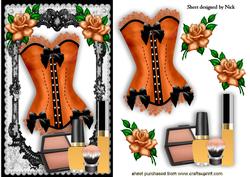Beautiful Orange Basque with Makeup and Roses