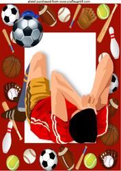 Footballer Laying Down in Red Sports Frame A4