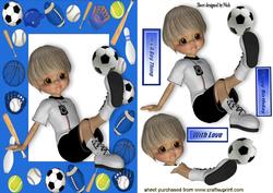 Boy Having a Kick About in Blue Sports Frame