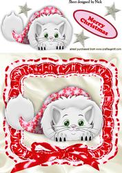 Cute Kitten in Red Christmas Santa Hat 8x8