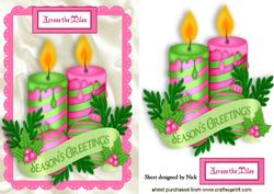 Across the Miles, Pink/green Christmas Candles