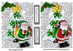 Across the Miles, & Christmas Lighted Santa with Tree Topper
