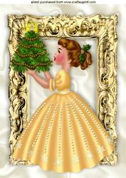 Pretty Girl Holding a Christmas Tree in Frame A4