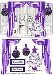 Dress the Window in Purple with Christmas Tree