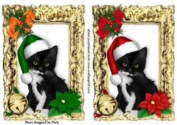 Cute Kitty Claws with Bows in Gold Frame Toppers