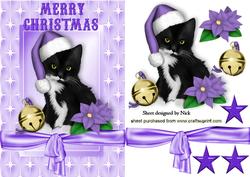 Cute Kitten in Santa Hat with Star Frame