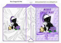 Cute Kitty in Santa Hat in Star Frame Folded Book