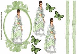 Elegant Victorian Lady in Green in Oval Frame