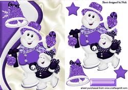 Cute Skating Snowmen with Purple Bell