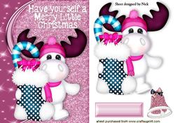 Reindeer with Stocking and Pink Bell