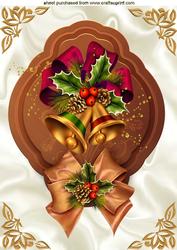Christmas Bells with Holly in Opulent Frame A4