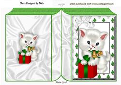 White Kitty with Present and White Bow Folded Book