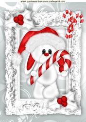 Cute Christmas Bunny in Santa Hat with Candy Cane A4