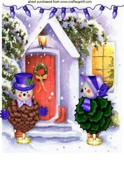 Christmas Snow Scene with Snowmen Topiary A4