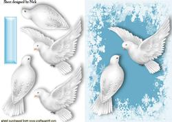 White Doves with Snowflake Background