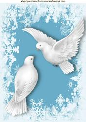 White Doves on Snowflake Background A4