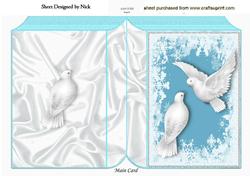 White Doves on Snowflake Background Folded Book