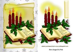 Candles on a Scroll with Holy Bible