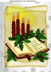 Candles on a Scroll with Holy Bible A4