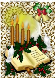 Beautiful Gold Candles with Holy Bible and Doves A4