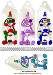 Triple Snowmen Climbing Bookmarks with Border