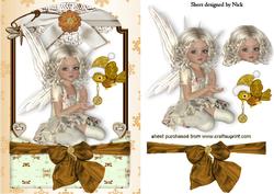 Christmas Fairy with Little Robin in Lace Frame