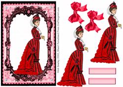 Lady in Red in Pretty Lace Frame