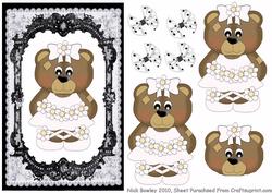 Cute Bear in White in Lovely Lace Frame
