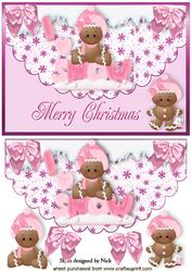 Gingerbread Girls on Scalloped Envelope with Bows