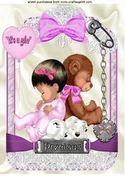 Precious Little Thing! a Baby Girl in Lace Frame A4