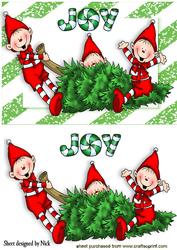 Cheeky Elves Full of Joy with Christmas Tree