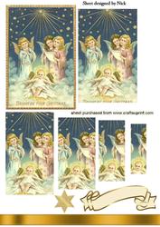 Vintage Nativity Scene with Angels Pyramids