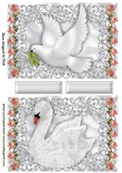 White Swan, White Beautiful Dove with Roses Toppers