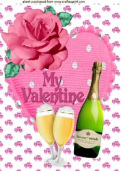 Champagne and Roses with Heart A4