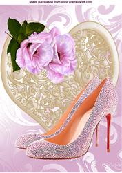 Sparkle Shoes with Pretty Pink Flowers on a Heart A4