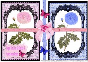 Elegant Floral Design of Pink/blue Lace 6 Page Kit